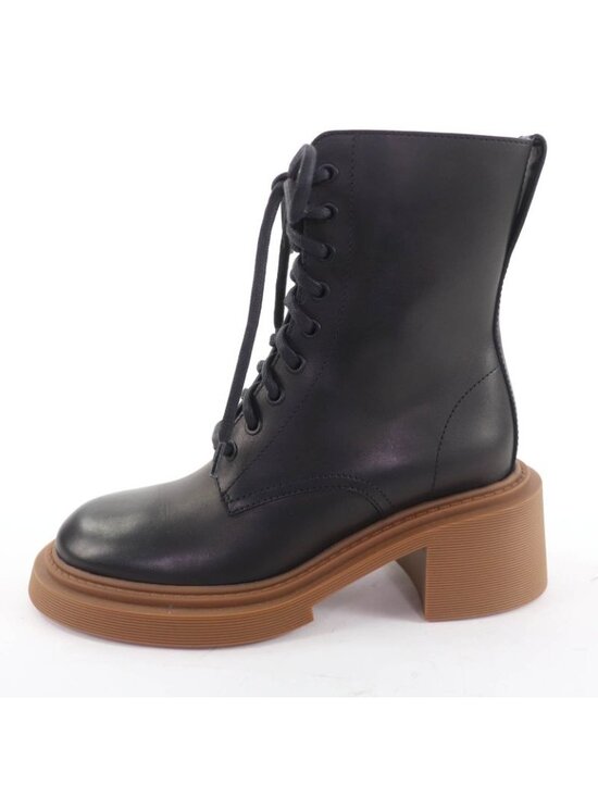 Loewe Log Lace Up Leather Boots Short Black 37 - Picture 5 of 10